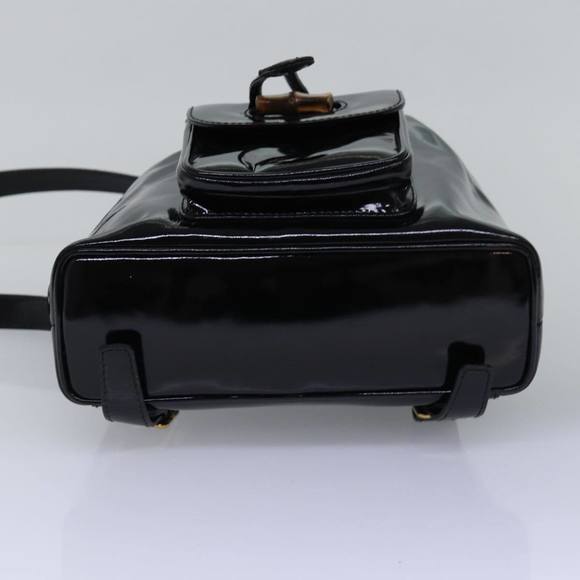 GUCCI Bamboo Backpack Patent leather Black 003 2058 0030 Auth ep4556 - Picture 5 of 16